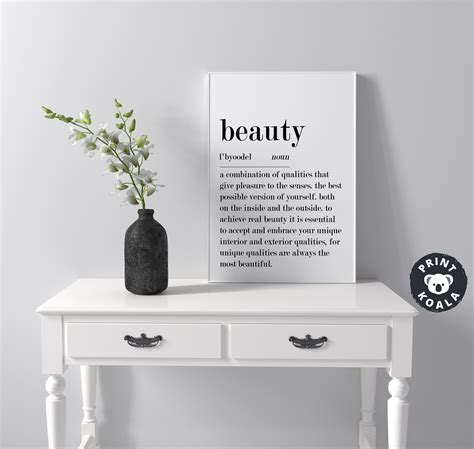 Beauty Definition Print Dictionary Art Print Printable Wall Etsy