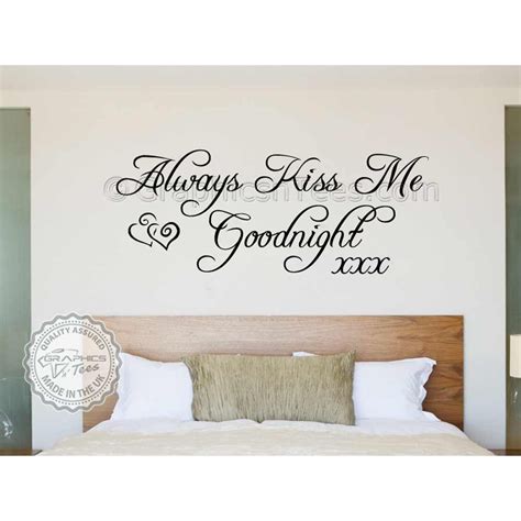 Always Kiss Me Goodnight Bedroom Wall Art Mural Sticker Decals Quote