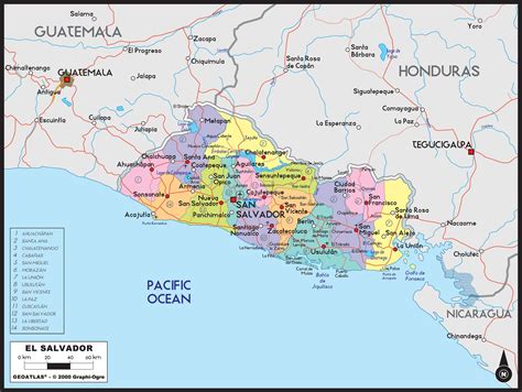 El Salvador Central America Map Cities And Towns Map
