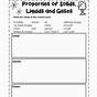 Properties Of Matter 3rd Grade Worksheet