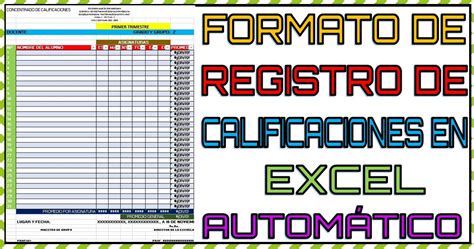 Formato de registro de calificaciones en Excel automático para todos los grados de primaria