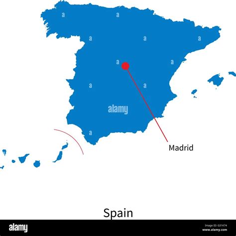 Detailed Vector Map Of Spain And Capital City Madrid Stock Vector Image