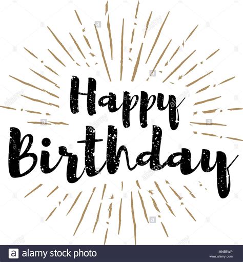 Eine happy birthday wimpelkette zum verlieben. Happy birthday lettering with sunbursts background Stock ...