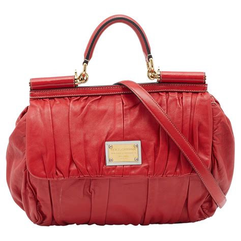 Dolce And Gabbana Red Suede Miss Sleek Crossbody Bag For Sale At