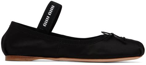 Miu Miu Black Satin Ballerina Flats Ssense