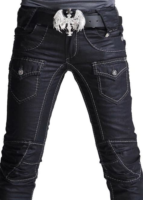belt rocker fashion for men mens punk skull denim straight baggy rock pants punk styles
