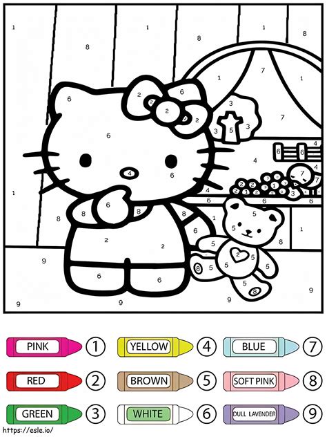 Hello Kitty And Toy Color By Number coloring page