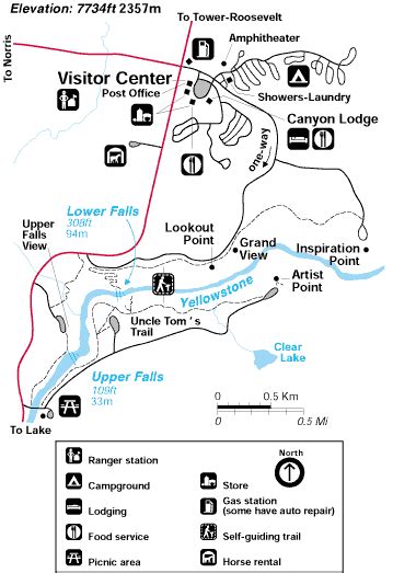 Yellowstone National Park Canyon Area Map