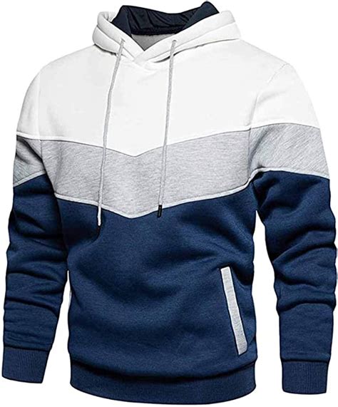 mens hoodies pullover color block drawstring long sleeve sweatshirts with kanga pocket amazon