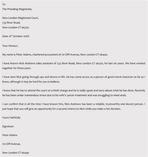 Examples of a character reference letter. Character Reference Letter for Court (Samples & Templates)