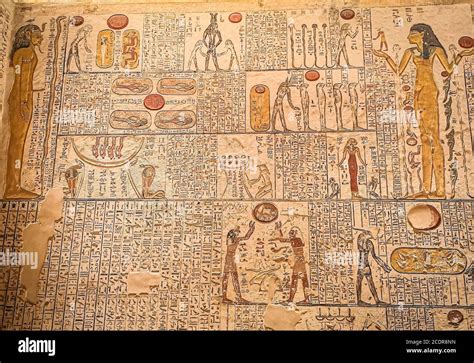 Ancient Egyptian Writing Hieroglyphs Wall Inscriptions Stock Photo