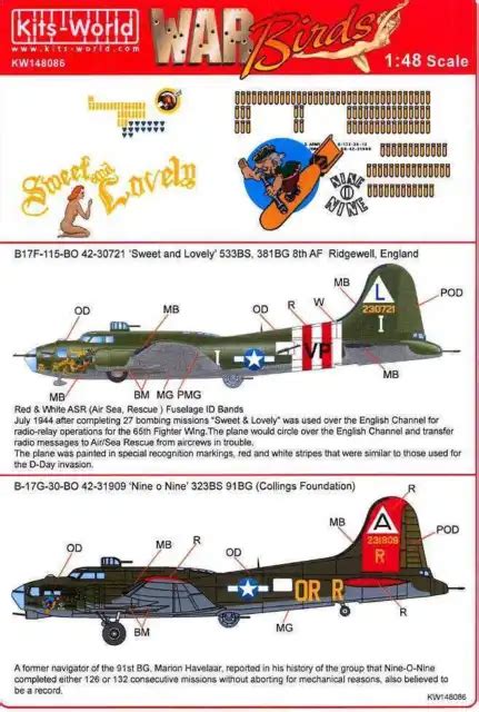Kits World Decals 148 Boeing B 17 Flying Fortress Sweet And Lovely