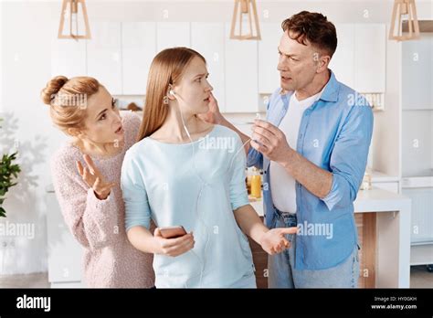Strict Father Scolding His Daughter Stock Photo Alamy