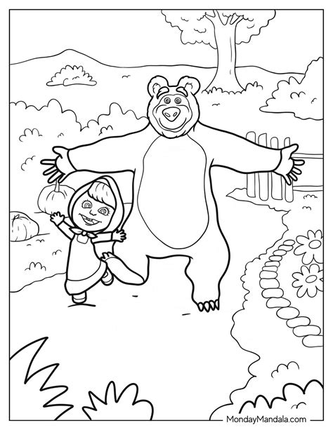 24 Masha And The Bear Coloring Pages Free Pdf Printables