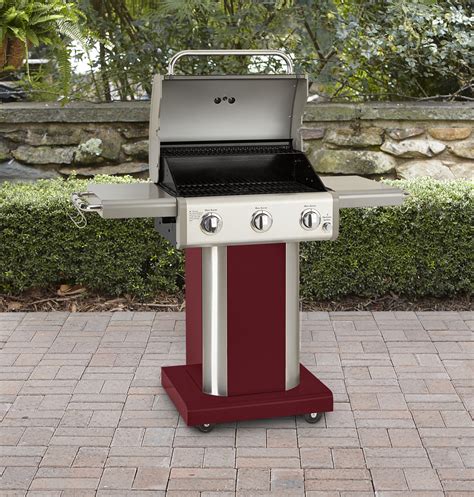 Kenmore 3 Burner Lp Grill With Foldable Side Shelves Red
