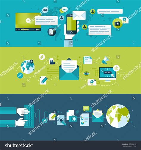 Set Of Flat Design Vector Illustration Concepts For Email Concepts For