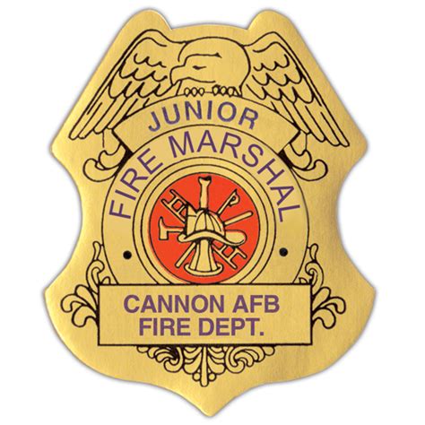 Custom Jr Fire Marshal Stick On Badge In Gold