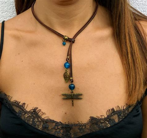 Dragonfly Necklace Bohemian Jewelry Lariat Necklace For Women