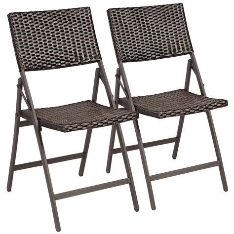 Set Of 2 Patio Rattan Folding Portable Dining Chairs Costway