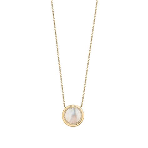 Tiffany T Diamond And Mother Of Pearl Circle Pendant In K Gold