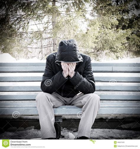 Sad Man On The Bench Stock Image Image Of Lonely Lost