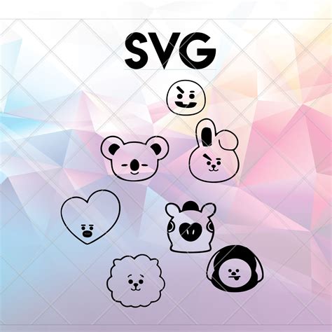Set Of 3 Bts Bt21 Character Svg File File For Cricut And Cameo Eleven