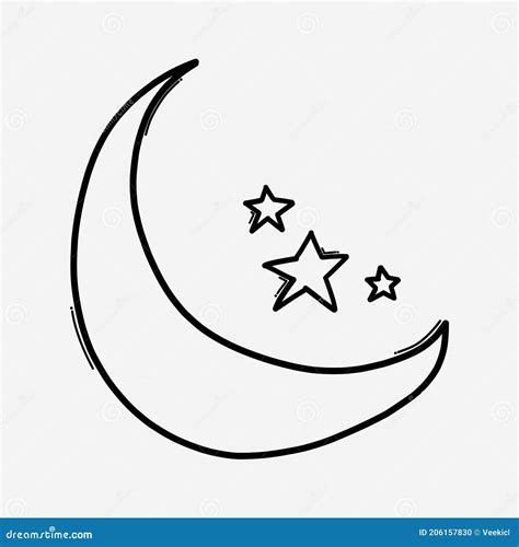 Moon And Stars Doodle Vector Icon Drawing Sketch Illustration Hand