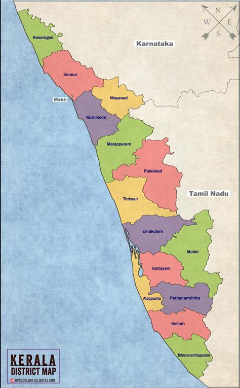 Download Kerala Map With Districts In Hd Quality 2022 Upsc Colorfull