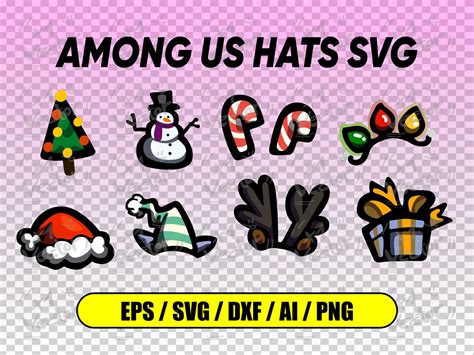 Among Us Hats Merry Christmas Vector Svg Dxf Eps Digital File Print