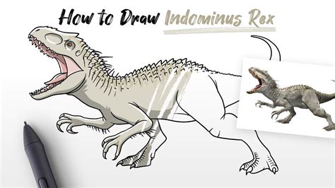 How To Draw Indominus Rex Dinosaur From Jurassic World Movie Easy Step