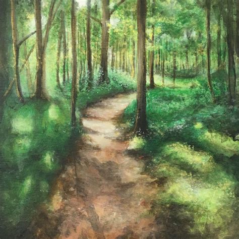 92 Brianna Camp Forest Path At Golden Hour Acrylic Forest Painting