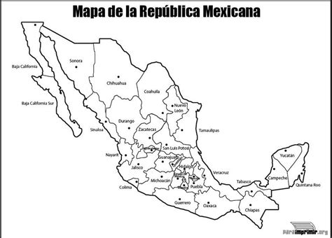 Mapa De La Rep Blica Mexicana Con Nombres Para Imprimir Brainly Lat