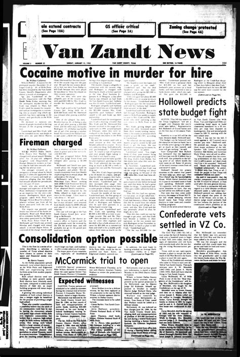 Van Zandt News (Wills Point, Tex.), Vol. 3, No. 32, Ed. 1 Sunday