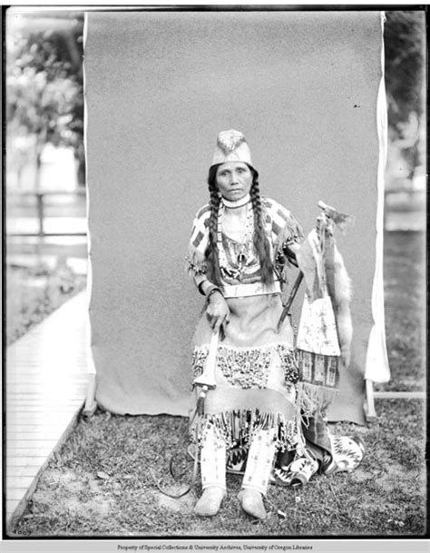 Anna Coyote Cayuse Indian In Beaded Dress Holding Implements Moorhouse Collection Ph036