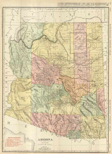 Mcnallys 1923 Map Of Arizona Art Source International
