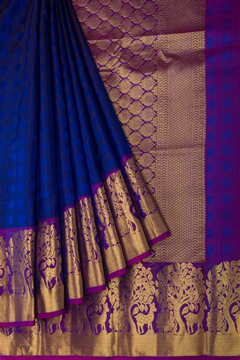 buy blue kanchipuram silk saree online women sarees at best price nalli