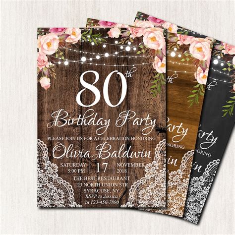 80th Birthday Invitation Surprise Birthday Invitation Etsy