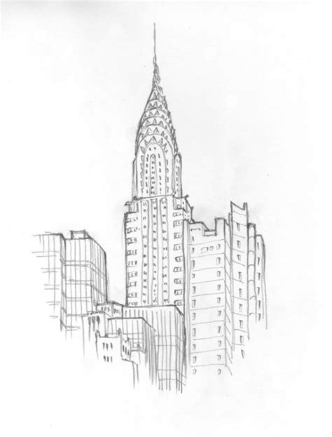 The Chrysler Building Sketch New York Tattoo Design Nyc Drawing
