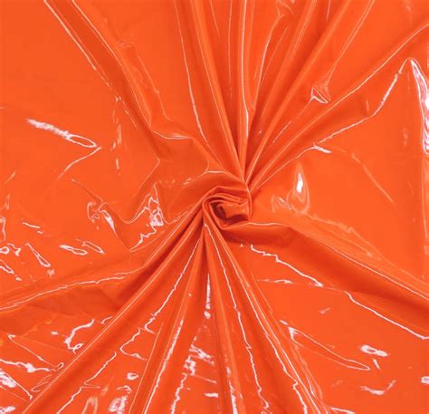 4 Way Stretch Shiny Orange Vinyl Pvc Pu Fabric