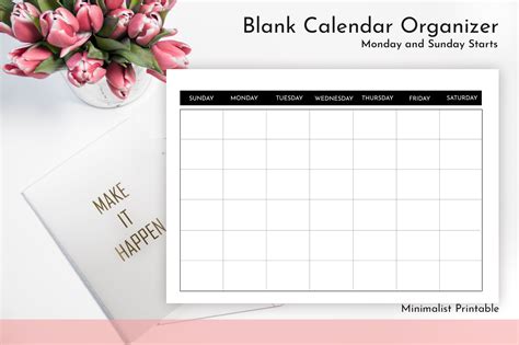Blank Calendar - Calendar Printable | JPG - PDF