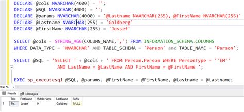 Working With Parameters In The Sp Executesql Stored Procedure Using Sql Server Output Laptrinhx