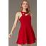 Cherry Red Short Cut Out Party Dress With Pockets