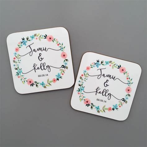 Personalised Wedding Floral Coasters By Koko Blossom