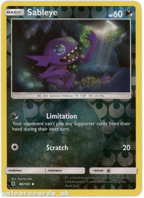 Sableye 80 145 Guardians Rising Reverse Holo Mint Pokemon Card