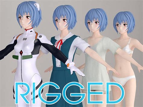 T Pose Rigged Model Of Rei Ayanami Anime Girl 3d Model Rigged Cgtrader