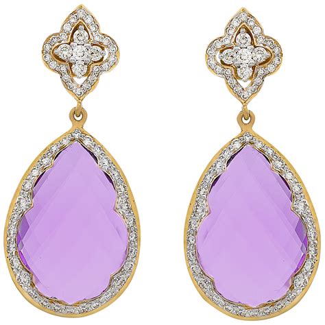 Some diamonds have fewer than 17 facets. 8 Carat Intense Amethyst 1.15 Carat Diamond Drop Earrings ...
