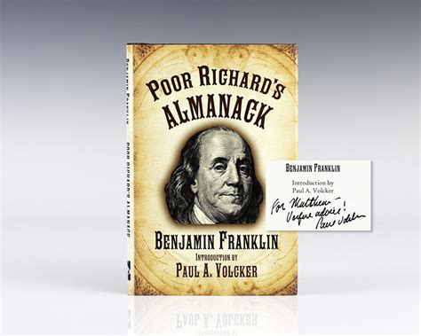 Poor Richards Almanack Franklin First Edition Paul Volcker Signed