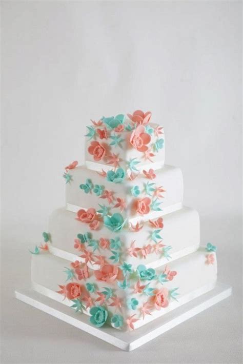 Coral And Teal Wedding Cakes Coral And Teal Wedding Cake I Think Im