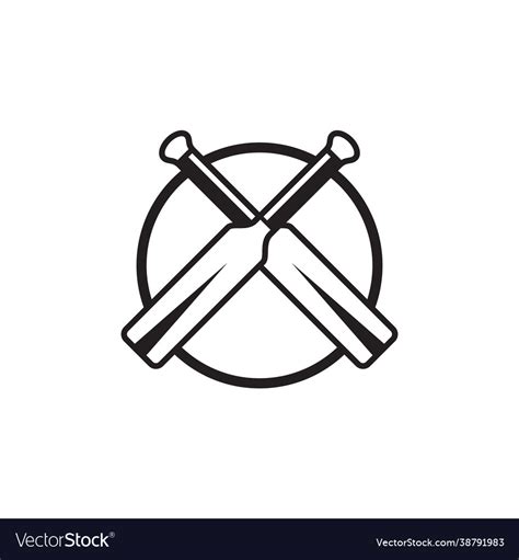 Cricket Logo Design With Crossed Bat Design Vector Image