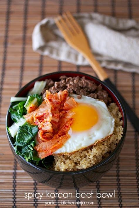 Spicy Korean beef bowl | Yankee Kitchen Ninja